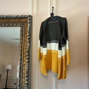 Grey and Mustard Colorblock Cardigan